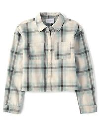 Chemise boutonnée en flanelle à carreaux pour fille