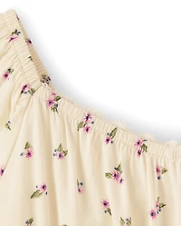 Haut à smocks fleuris pour fille