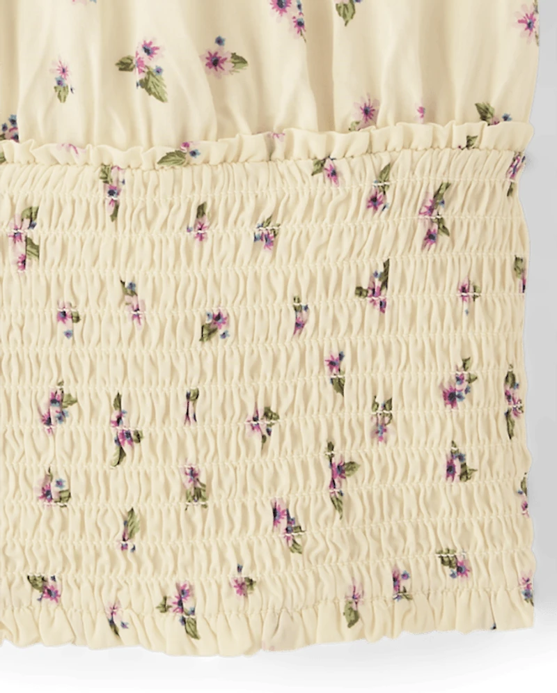 Girls Floral Smocked Top
