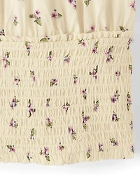 Girls Floral Smocked Top