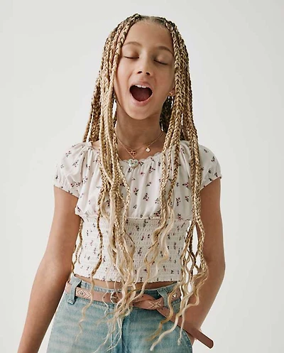 Girls Floral Smocked Top