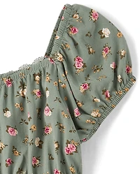 Girls Floral Smocked Top