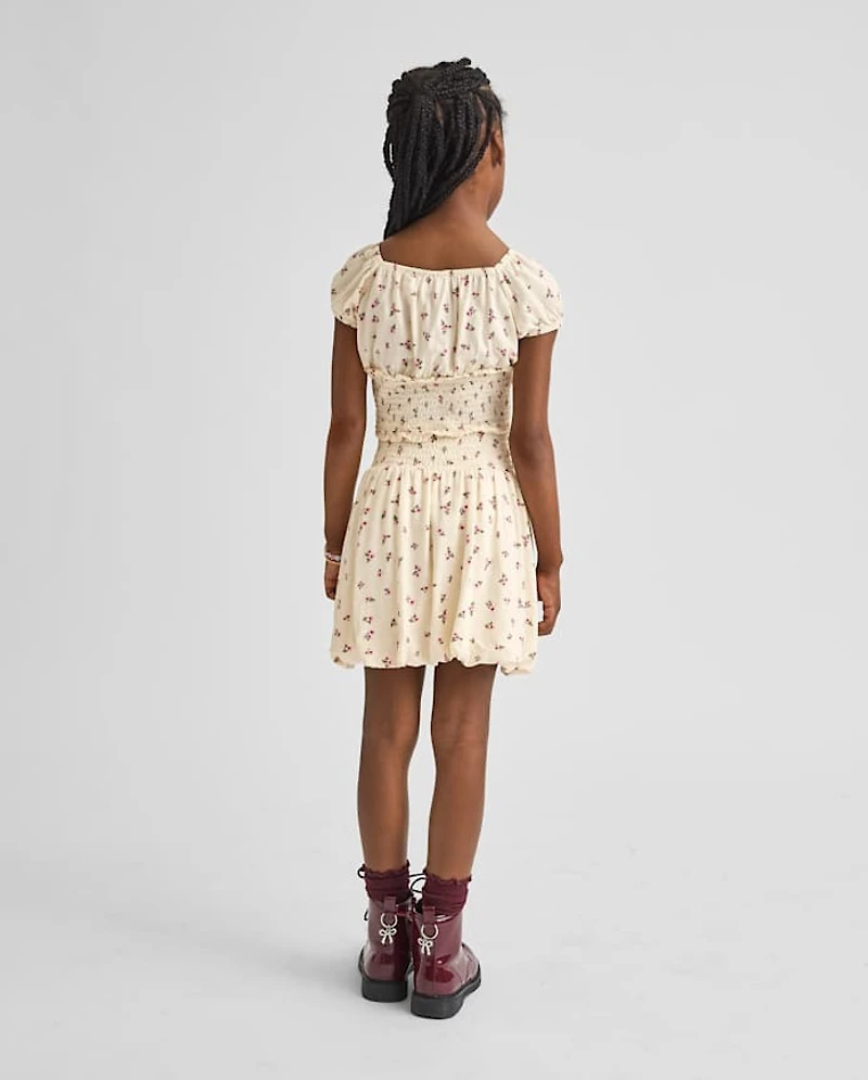 Girls Floral Smocked Bubble Skirt