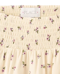 Girls Floral Smocked Bubble Skirt