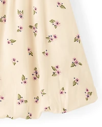 Girls Floral Smocked Bubble Skirt