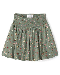 Girls Floral Smocked Bubble Skirt