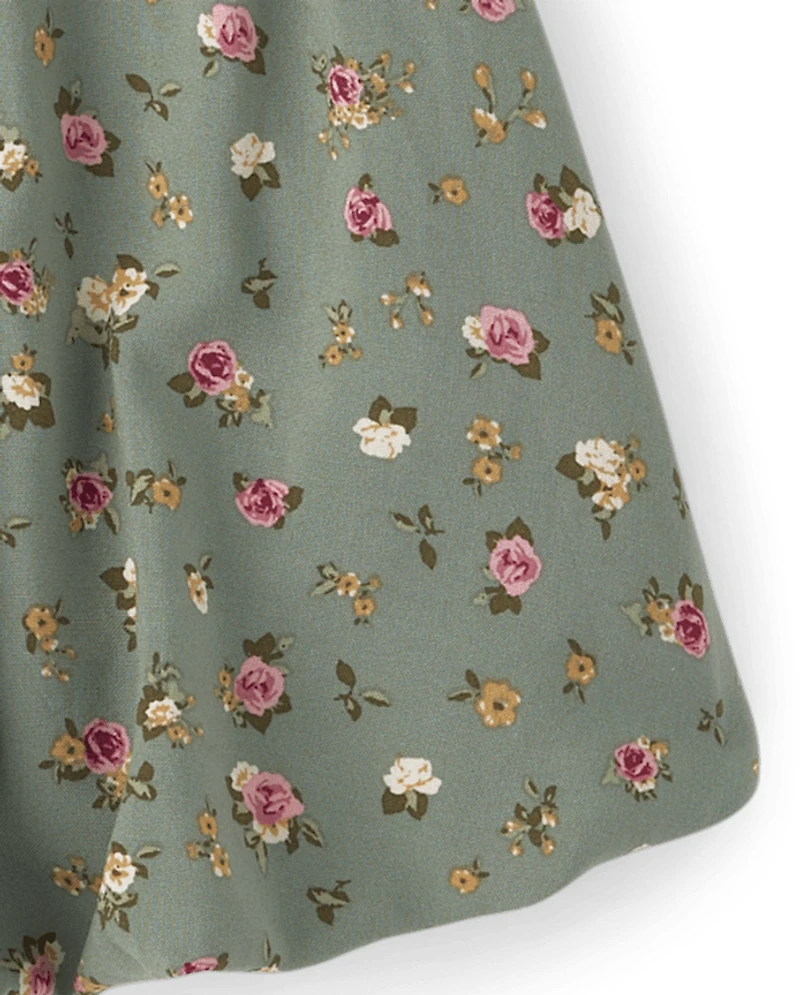 Girls Floral Smocked Bubble Skirt