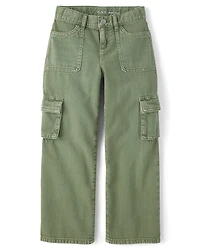 Girls Garment Dyed Baggy Cargo Jeans