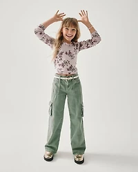 Girls Garment Dyed Baggy Cargo Jeans