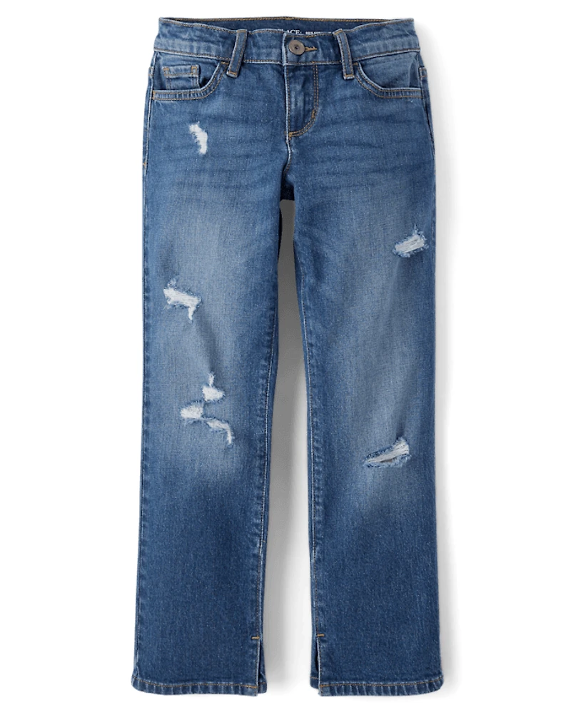 Girls Ripped Straight Jeans