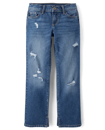 Girls Ripped Straight Jeans