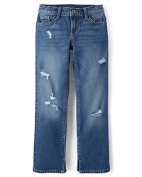 Girls Ripped Straight Jeans