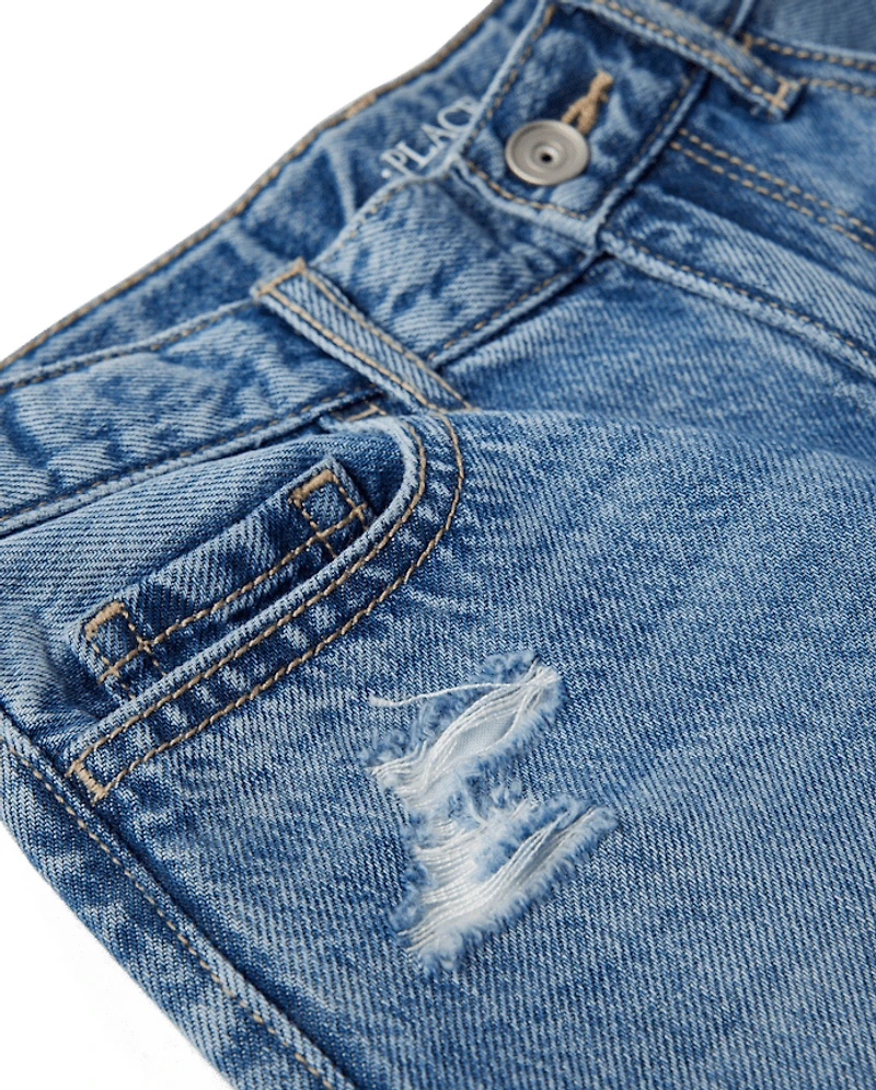 Jean ample déchiré avec éclaboussures de peinture pour fille