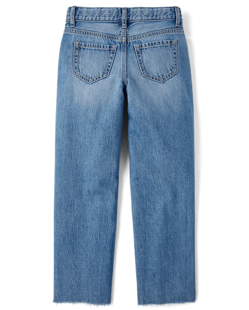 Girls Paint Splatter Ripped Slouchy Jeans