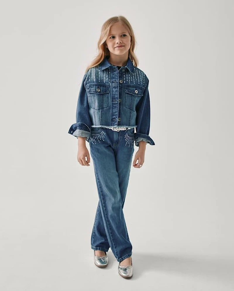 Girls Studded Slouchy Jeans