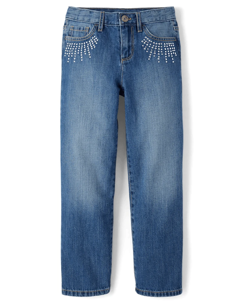 Girls Studded Slouchy Jeans