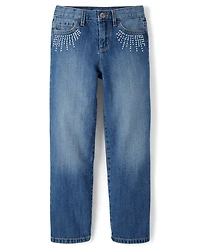 Girls Studded Slouchy Jeans