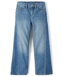 Girls Contrast Inset Wide Leg Jeans