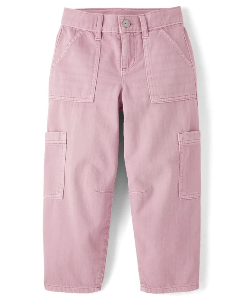 Girls Garment Dyed Utility Barrel Jeans