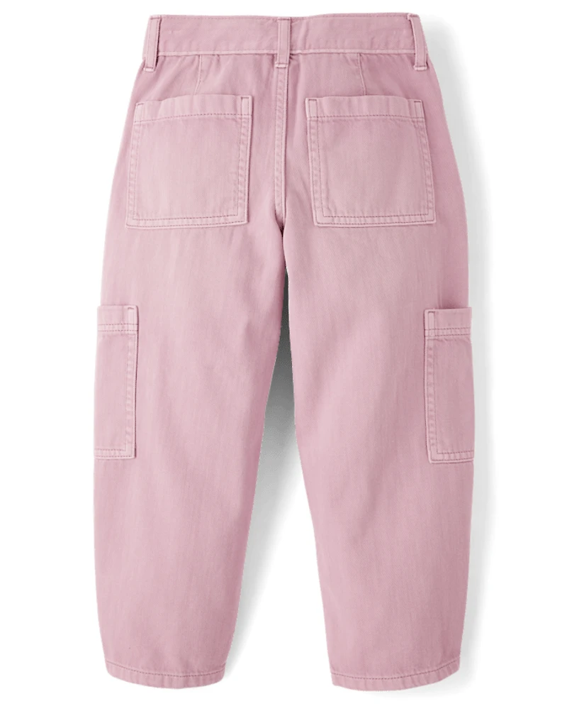 Girls Garment Dyed Utility Barrel Jeans