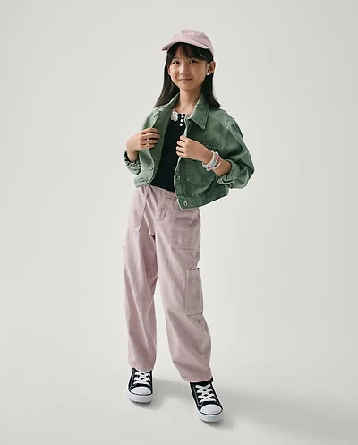 Girls Garment Dyed Utility Barrel Jeans