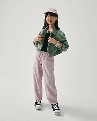 Girls Garment Dyed Utility Barrel Jeans