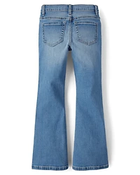 Jean évasé taille haute à strass pour filles