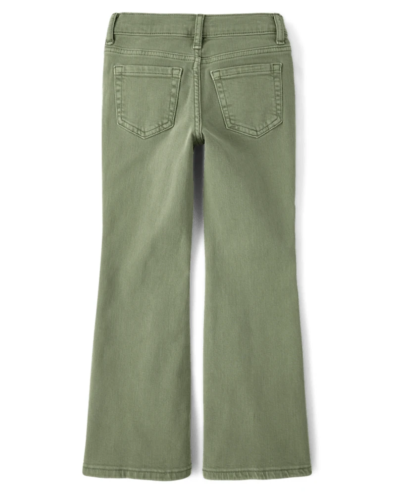 Girls Garment Dyed High Rise Flare Jeans