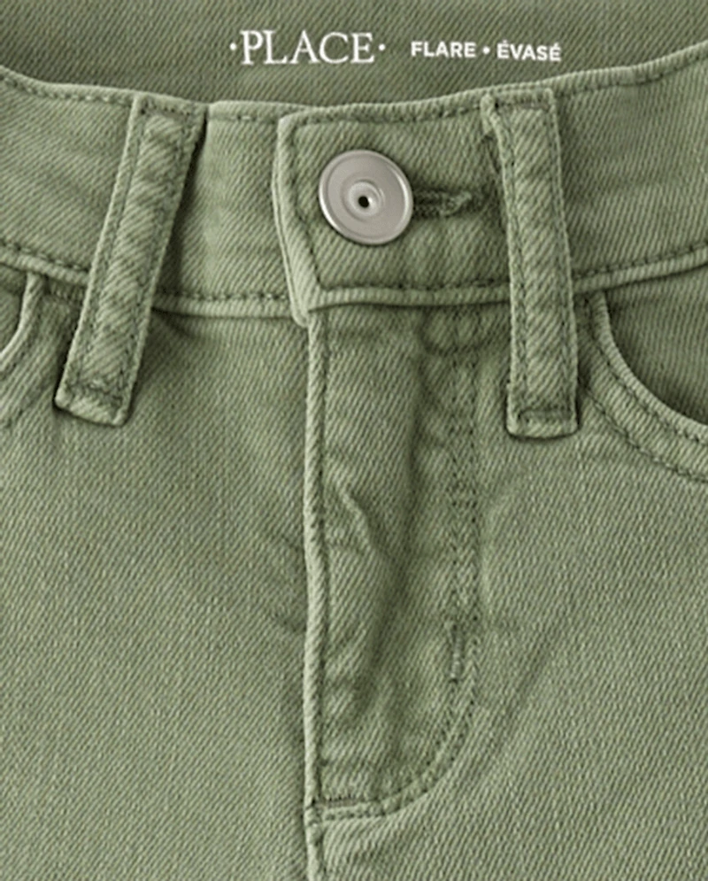 Jeans évasés taille haute teints en pièce pour filles