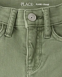 Jeans évasés taille haute teints en pièce pour filles