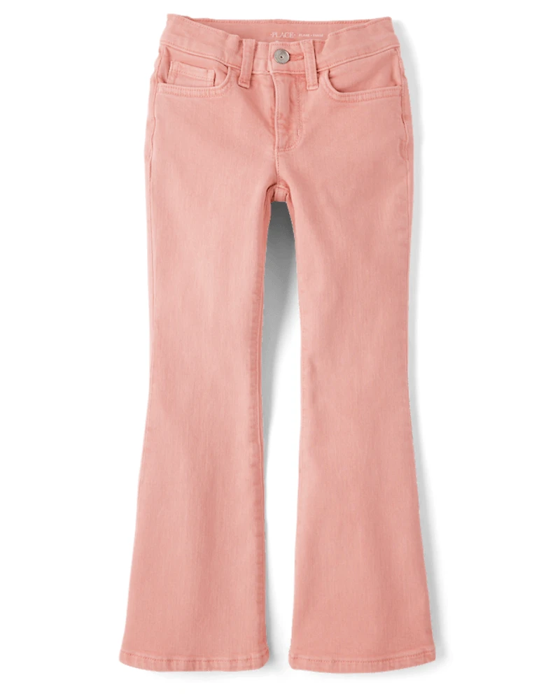Girls Garment Dyed High Rise Flare Jeans