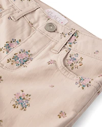 Girls Floral High Rise Flare Jeans