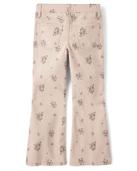 Girls Floral High Rise Flare Jeans
