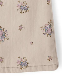 Girls Floral High Rise Flare Jeans