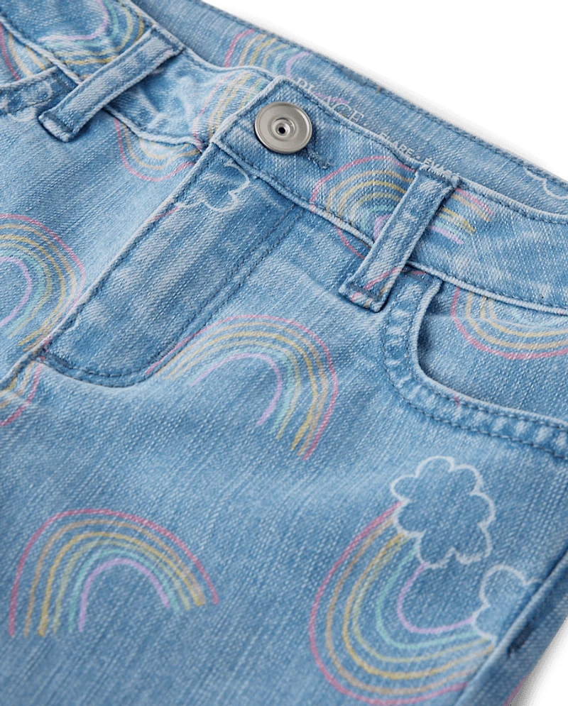 Girls Rainbow High Rise Flare Jeans