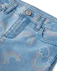 Girls Rainbow High Rise Flare Jeans