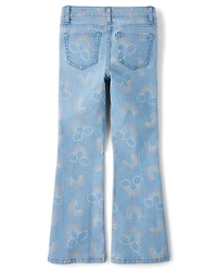Girls Rainbow High Rise Flare Jeans