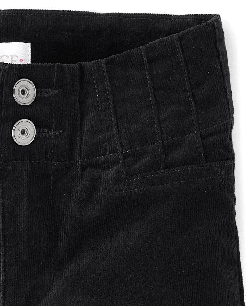 Pantalon évasé en velours côtelé à pinces pour fille