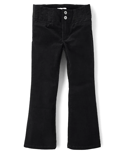 Pantalon évasé en velours côtelé à pinces pour fille