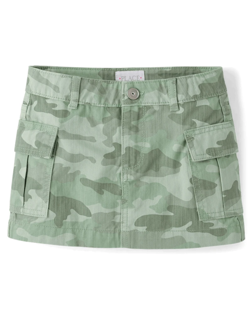 Girls Camo Cargo Skirt