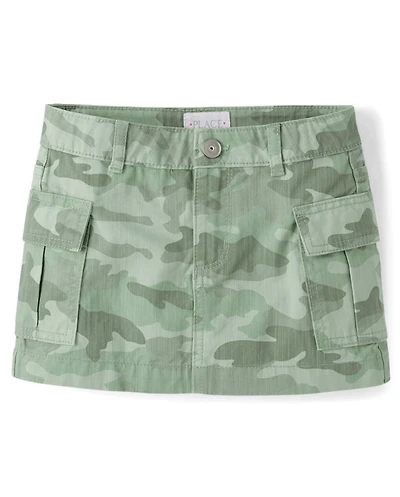 Girls Camo Cargo Skirt