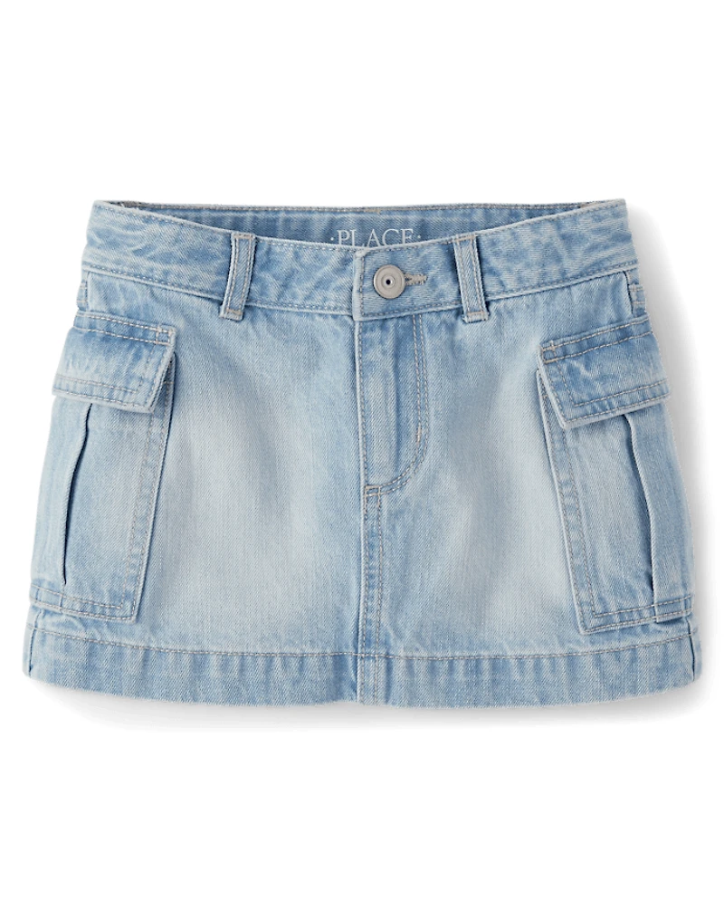 Girls Denim Cargo Skirt