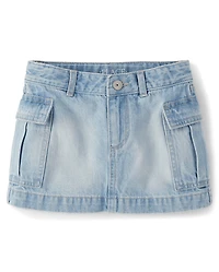 Girls Denim Cargo Skirt