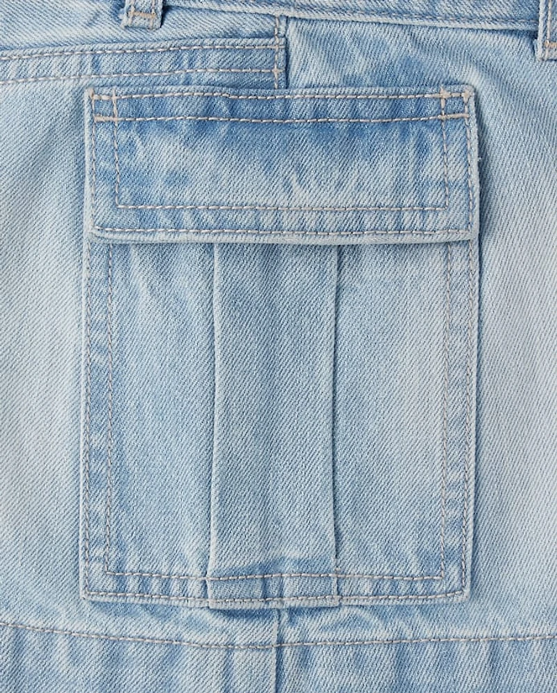 Girls Denim Cargo Skirt