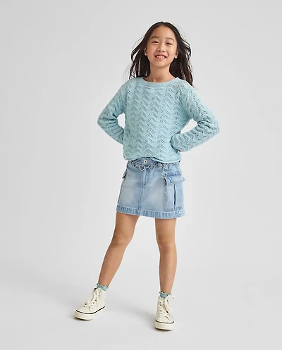 Girls Denim Cargo Skirt