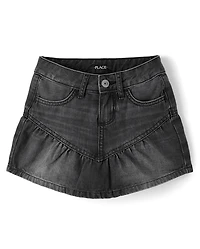 Girls Denim Ruffle Skort