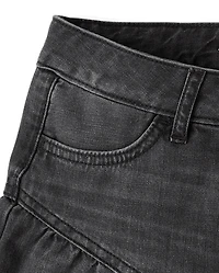 Jupe-short en jean à volants pour fille