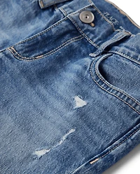 Girls Ripped Roll Cuff Straight Jeans