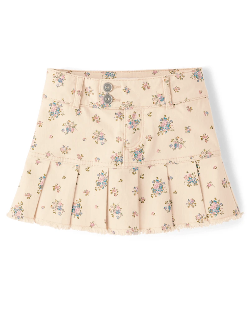 Girls Floral Pleated Skort