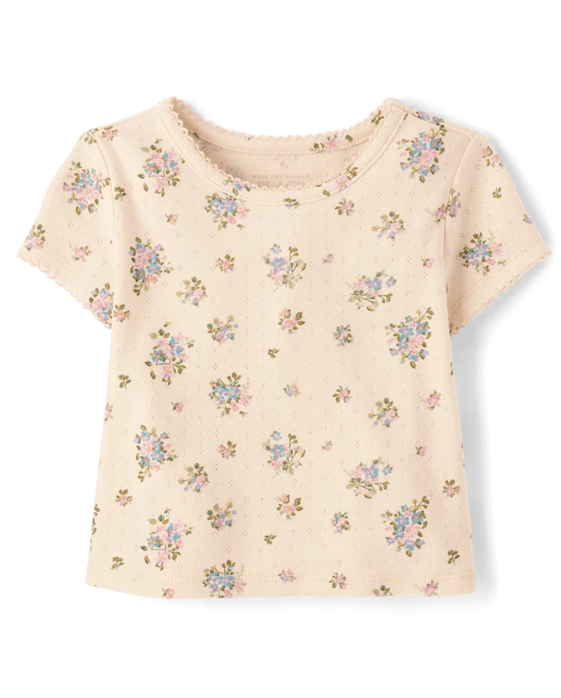 Baby And Toddler Girls Floral Pointelle Tee